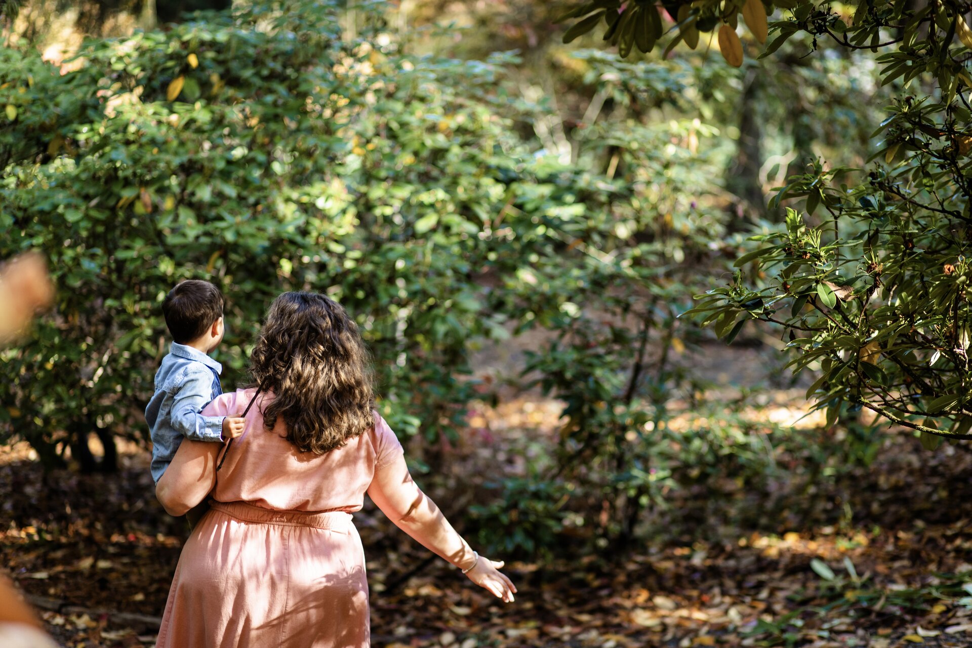 Anna and her son in the forest