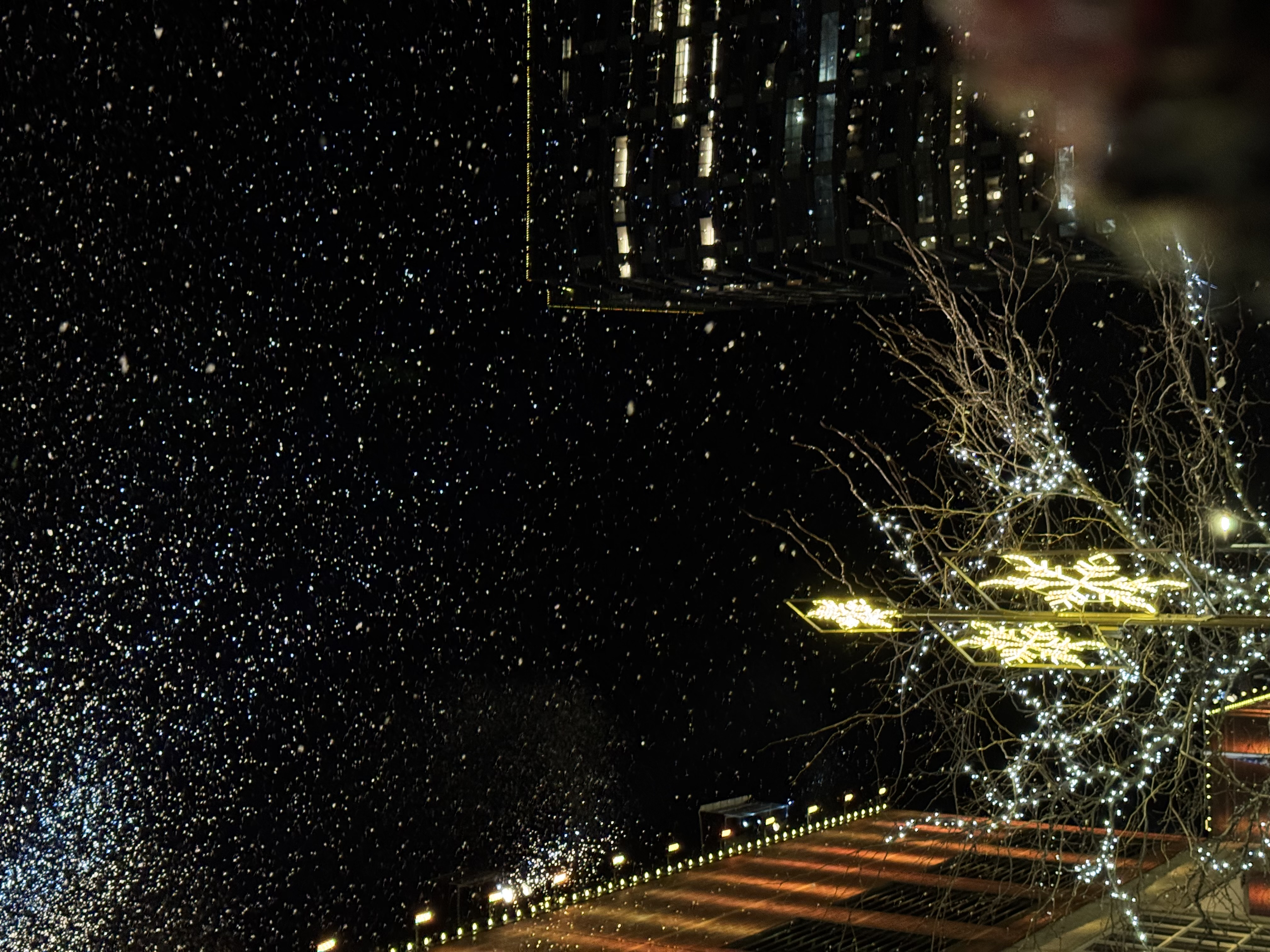 Colorful floats and lights at the Snowflake Lane Parade