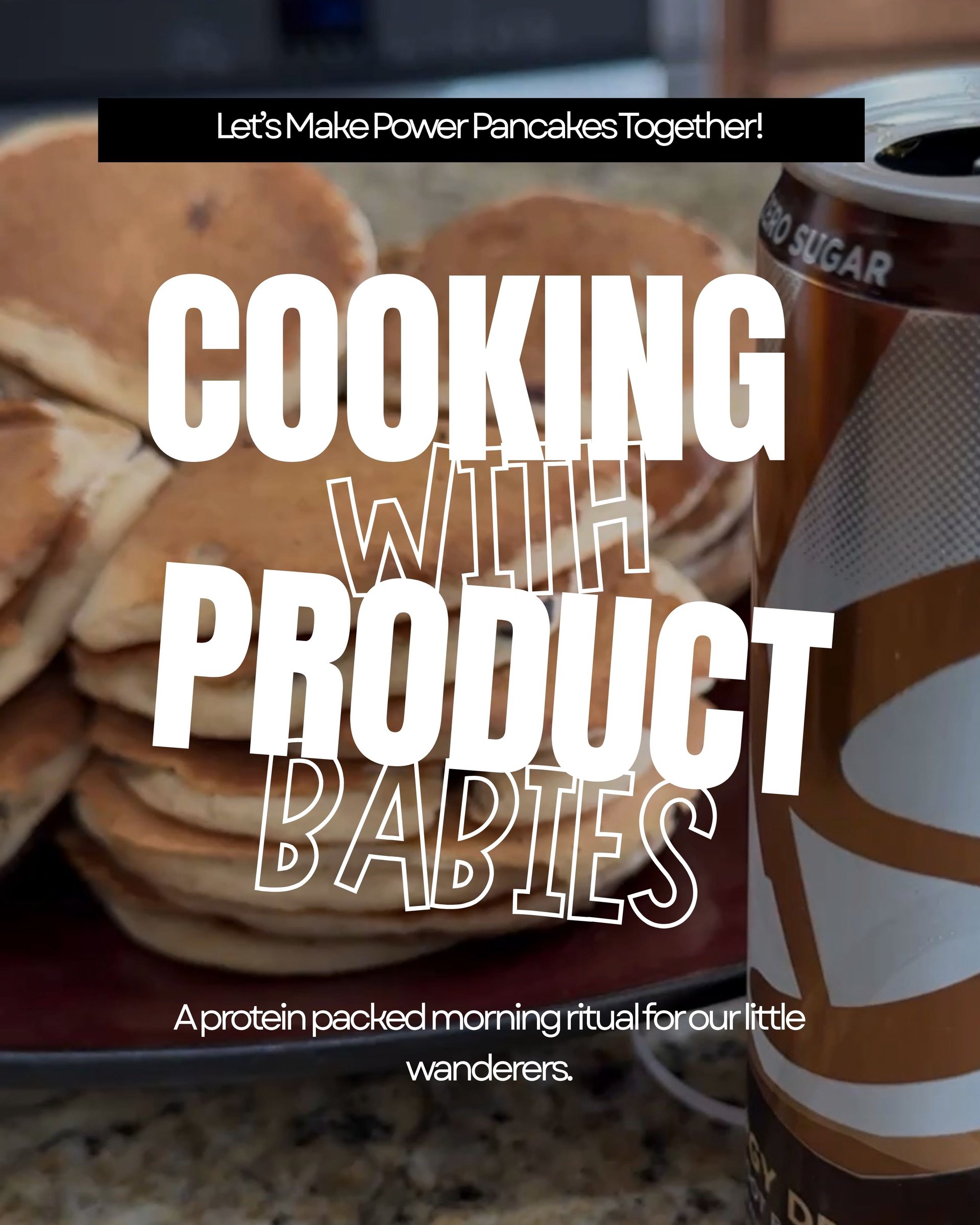 A tall, fluffy stack of golden protein pancakes, perfect for a cozy family breakfast ritual.