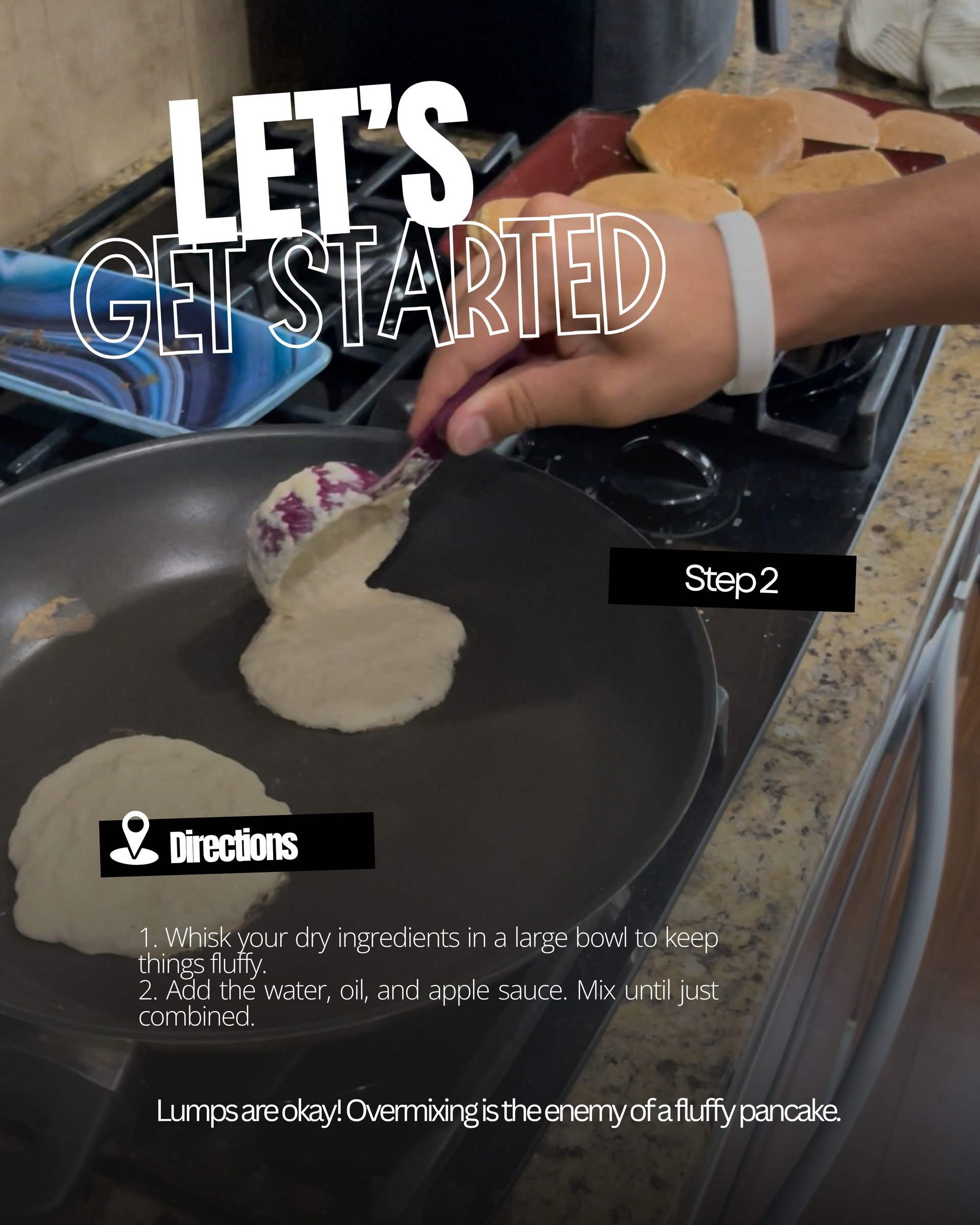 Gently pouring smooth batter into a warm pan to create fluffy, homemade protein pancakes together.